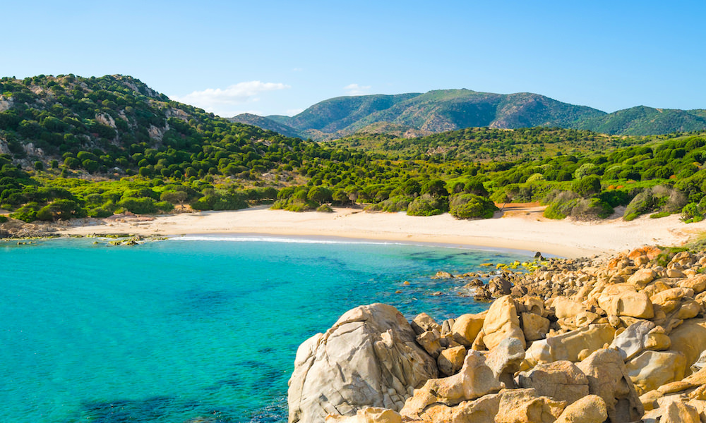 a picture of cala cipolla near cagliari south sardinia.