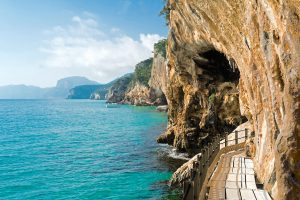 a picture of the trail that leads to Grotta del Bue Marino, in Cala Gonone, east Sardinia, Italy.