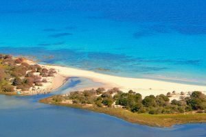 a picture of Spiaggia Biderosa and Stagno Biderosa, near Orosei, east Sardinia, Italy.