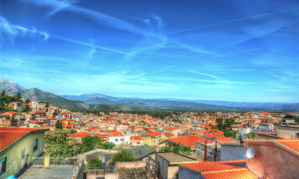 a panoramic picture of dorgali in east sardinia