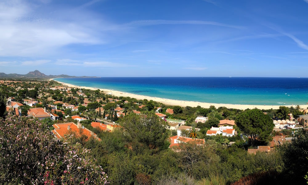 a panoramic picture of costa rei in cagliari south-east sardinia.