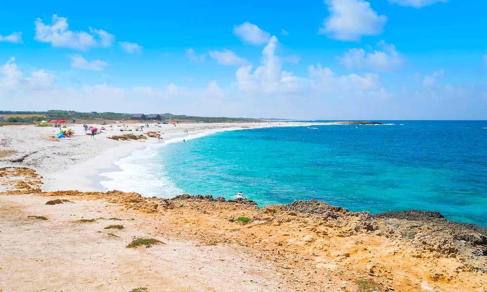 a picture of the Is Arutas beach in the province of Oristano in west Sardinia Italy.