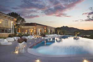 a picture of the outdoor pool at Hotel Li Finistreddi near Cannigione Sardinia Italy.