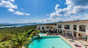 A picture of the outdoor pool at Petra Bianca, a four-star boutique hotel in Cala di Volpe