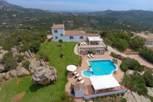 a picture of the outdoor private pool and garden at Villa Bedda Ista, near Porto Cervo, Costa Smeralda, north-east Sardinia, Italy.