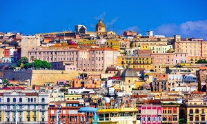 a picture of the skyline of cagliari in sardinia