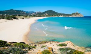 a picture of monte Cogoni beach in chia south sardinia