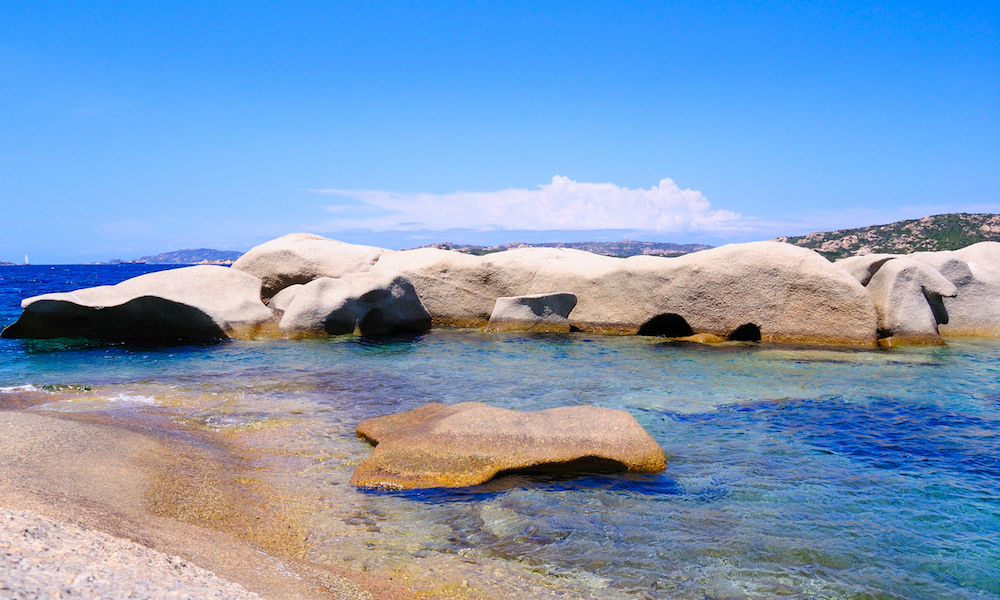 a picture of some rocks at Spiaggia Dell Isolotto in Palau north Sardinia Italy