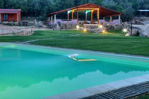 a picture of the outdoor pool at the green park country lodge in san pantaleo sardinia italy