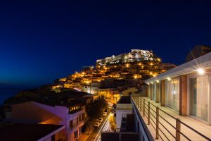 a picture of a view from the janus hotel in castelsardo