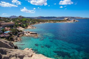 a picture of the coastline near Baja Sardinia in north-east Sardinia, Italy.