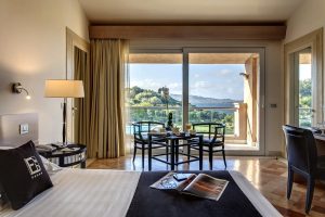 a picture of a room at the five-star L'Ea Bianca Luxury Resort in Baja Sardinia, north-east Sardinia, Italy.