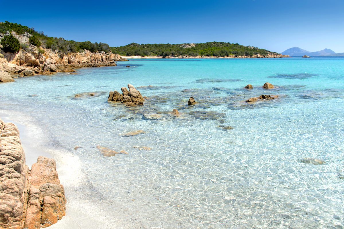 a picture of the clear waters at Spiaggia di Petra Ruja, near Portisco, Costa Smeralda, north-east Sardinia.