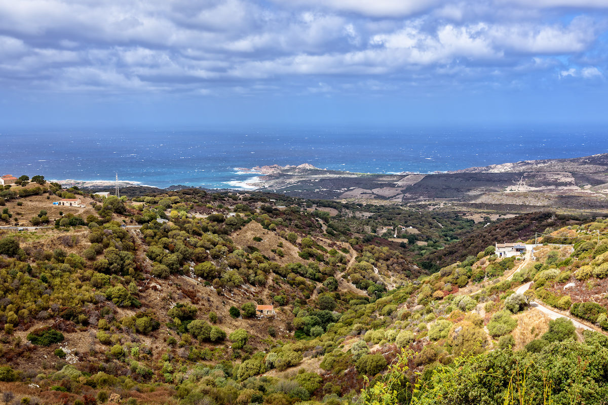 a picture of the hills and sea views near Trinità d’Agultu e Vignola, in north Sardinia, Italy.