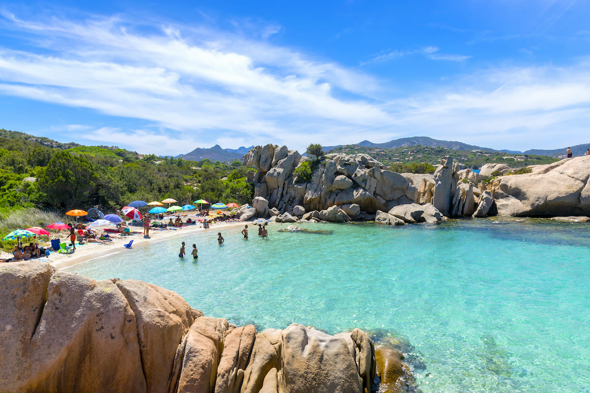 a picture of Spiaggia delle Vacche, also known as Cow Beach, a small beach near Porto San Paolo and San Teodoro, in north-east Sardinia, Italy.