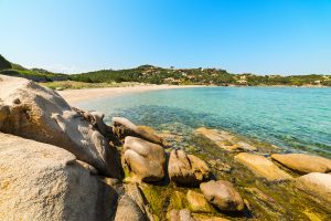 a picture of granite rocks on Spiaggia di Cala Girgolu, near Porto San Paolo, north-east Sardinia, Italy.