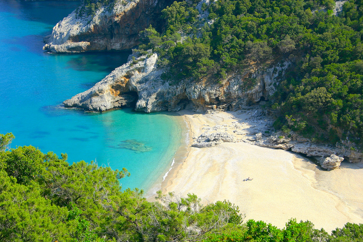 a picture of the beach named Spiaggia di Cala Sisine, in east Sardinia, Italy.