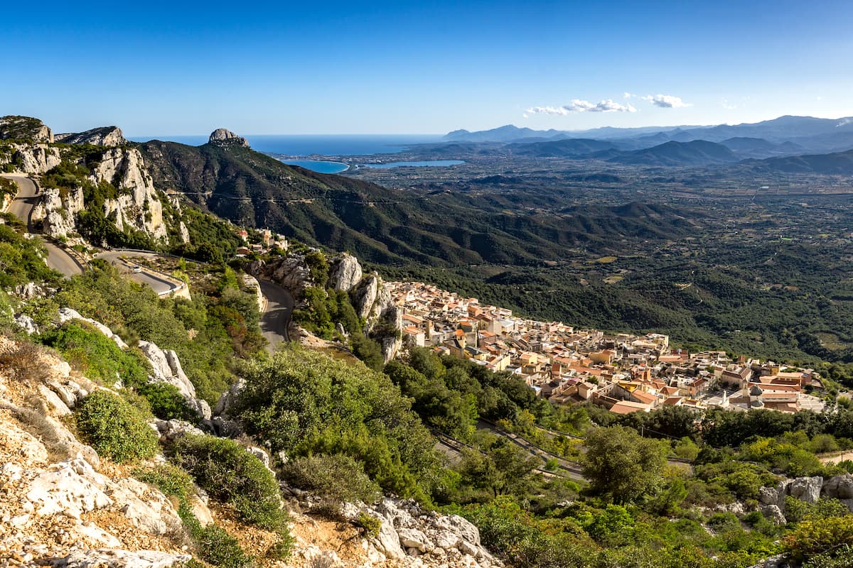 View over the mountains in Baunei, province of Ogliastra, east Sardinia, Italy.