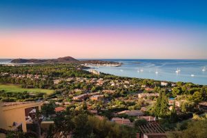 a sweeping view of Villasimius, in south-east Sardinia, Italy.