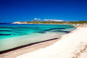 stunning views at Spiaggia Rena di Matteu, in north Sardinia, Italy.