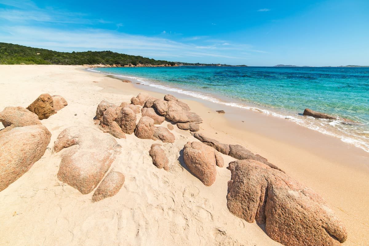 A slice of Mediterranean paradise at Spiaggia di Liscia Ruja, Cala di Volpe, Costa Smeralda, Sardinia.