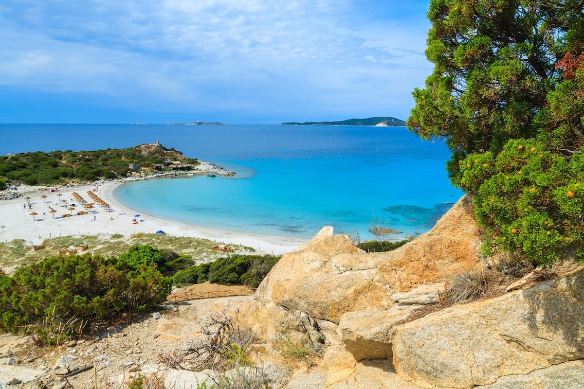 Spiaggia di Punta Molentis, a Sardinian beach with Caribbean looks, in Villasimius, Italy.