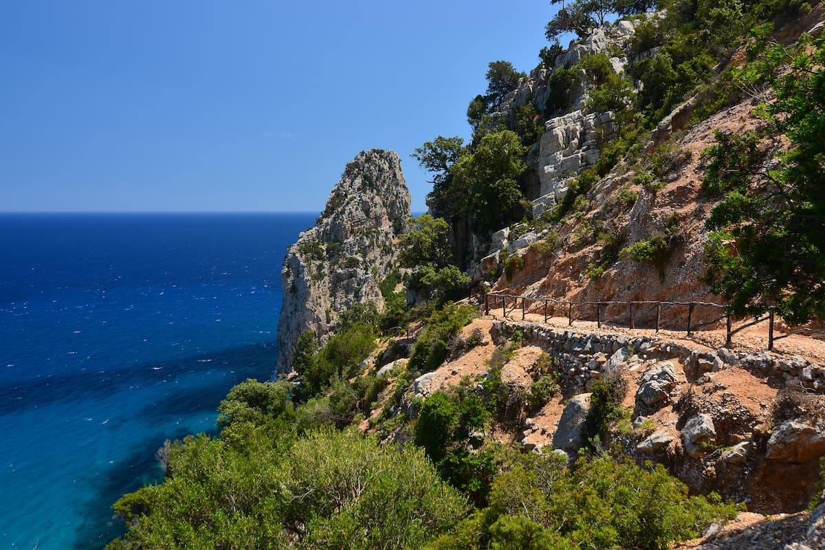 The hiking trail to Cala di Pedra Longa, near Baunei, east Sardinia, Italy.