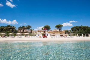 a view from the water of hotel la villa del re near Costa Rei Sardinia