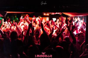 a dancing crowd at Il Ruscello Disco Club, in Alghero, north-west Sardinia, Italy.