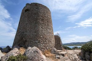 Torre di Vignola, an old seaside watchtower located between Spiaggia San Silverio and Spiaggia Della Torre Vignola Mare, in north Sardinia.