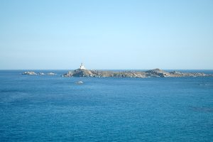 a panorama of Isola dei Cavoli, an island off the coast of Villasimius, in south-east Sardinia, Italy.