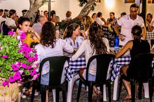 people eating at restaurant Locanda dei Mori, in Rena Majore, north Sardinia, Italy.