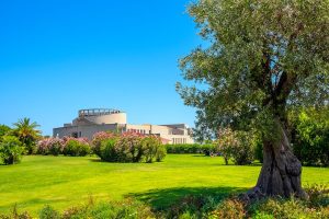 lush greens at the Archeological Museum of Olbiam in Sardinia, Italy.