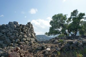 The nuragic archaeological site named Complesso Nuragico Di Nuraghe Mannu, in Cala Gonone, east Sardinia, Italy.