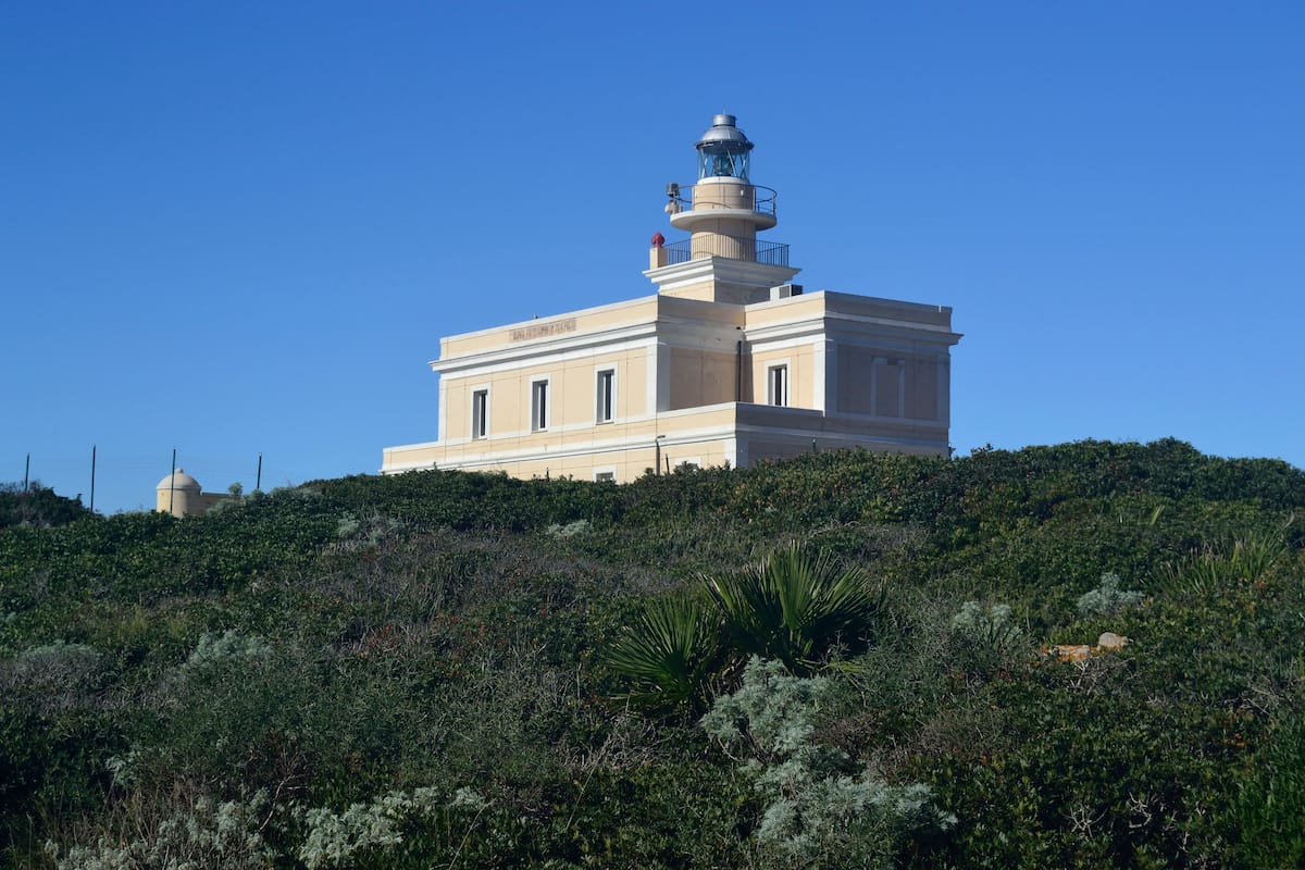 a picture of the Capo San Marco Lighthouse near Oristano, west Sardinia, Italy.