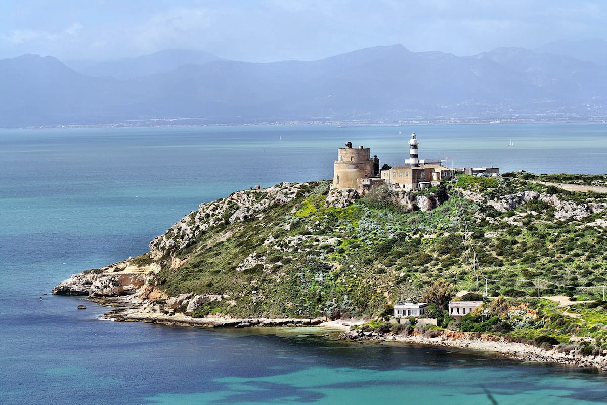 a picture of the Capo Sant'Elia lighthouse in Cagliari, south Sardinia, Italy.