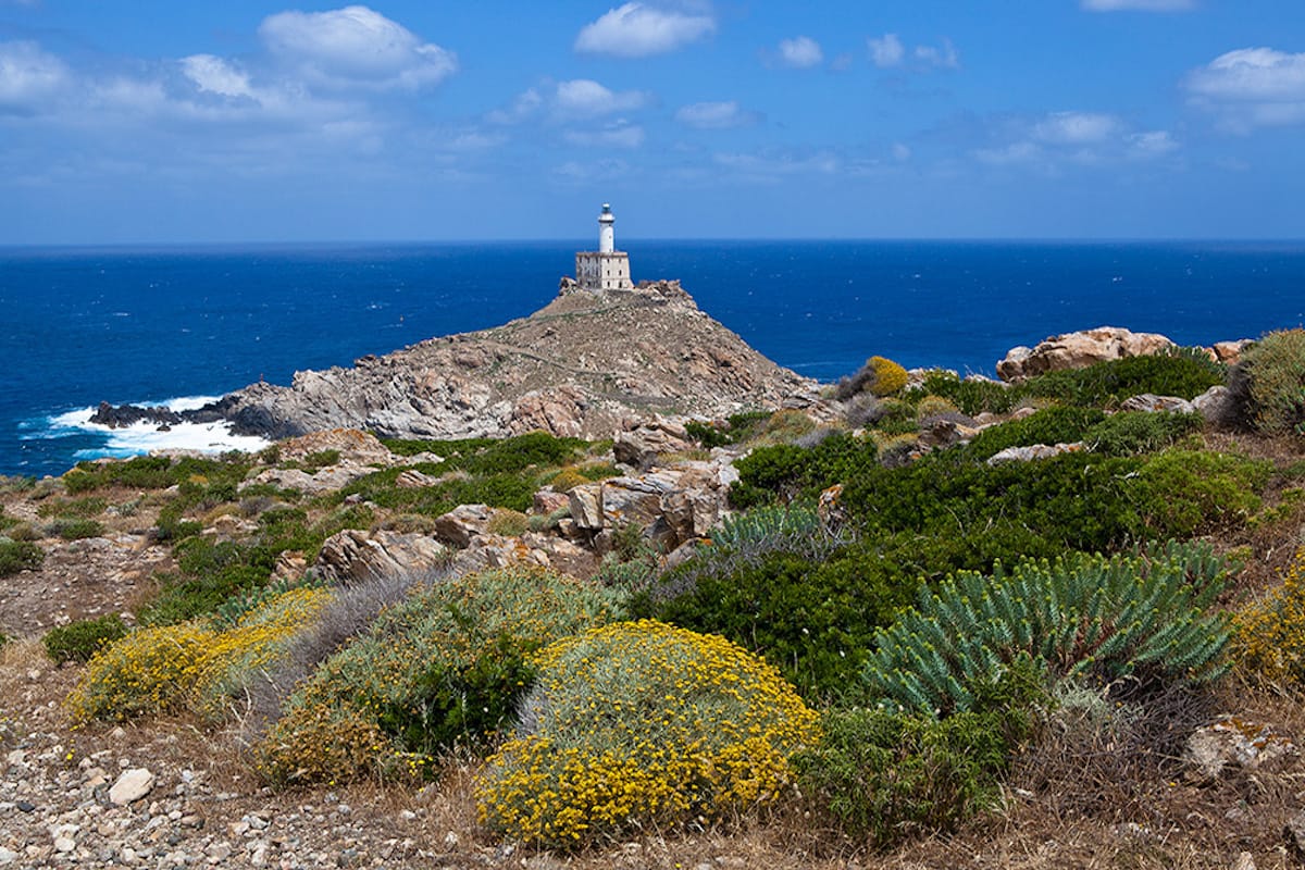 Faro di Punta dello Scorno in Sassari, Sardinia, Italy.