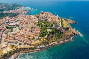 aerial picture of castelsardo in north sardinia italy