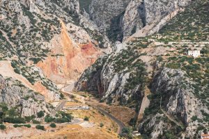 Bird's eye view of the mining site Malfidano in Bugerru, Sardinia