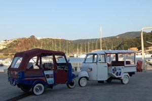 two tuk-tuks in castelsardo, northwest Sardinia, Italy.