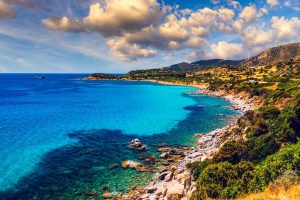The rocky shores near Villasimius, south Sardinia, Italy.