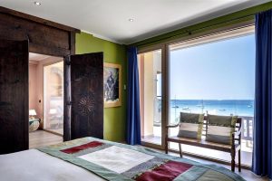 a room with views of spiaggia di campulongu at the stella maris hotel near Villasimius, south-west Sardinia