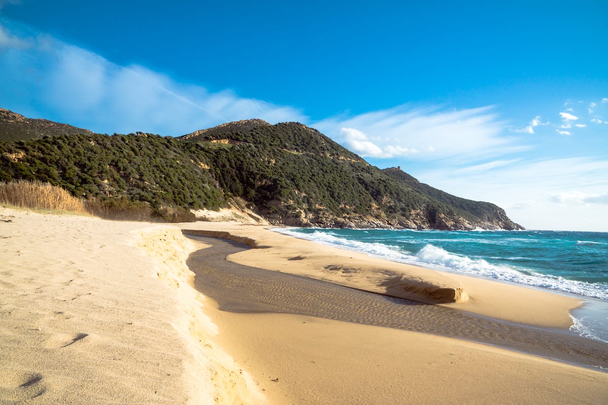 spiaggia solanas near villasimius, in south sardinia, italy.