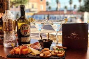 a selection of bites and drinks at caffè marconi in golfo aranci