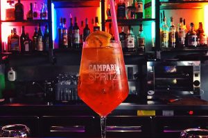 a campari spritz on the bar at devil kiss olbia sardinia