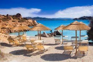 the private beach area at Hotel Cala Luna on Isola Maddalena