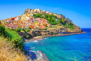 a gorgeous view of the hilltop village in north Sardinia named Castelsardo.