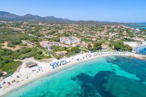 an aerial view of the area surrounding hotel mare blu in pittulongu, Sardinia.