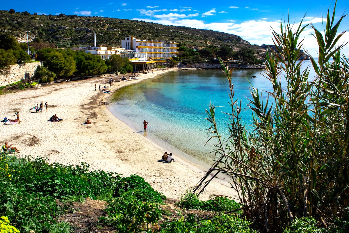 A summer's day at Spiaggia Calamosca, 5 kilometers south of the center of Cagliari, Sardinia.