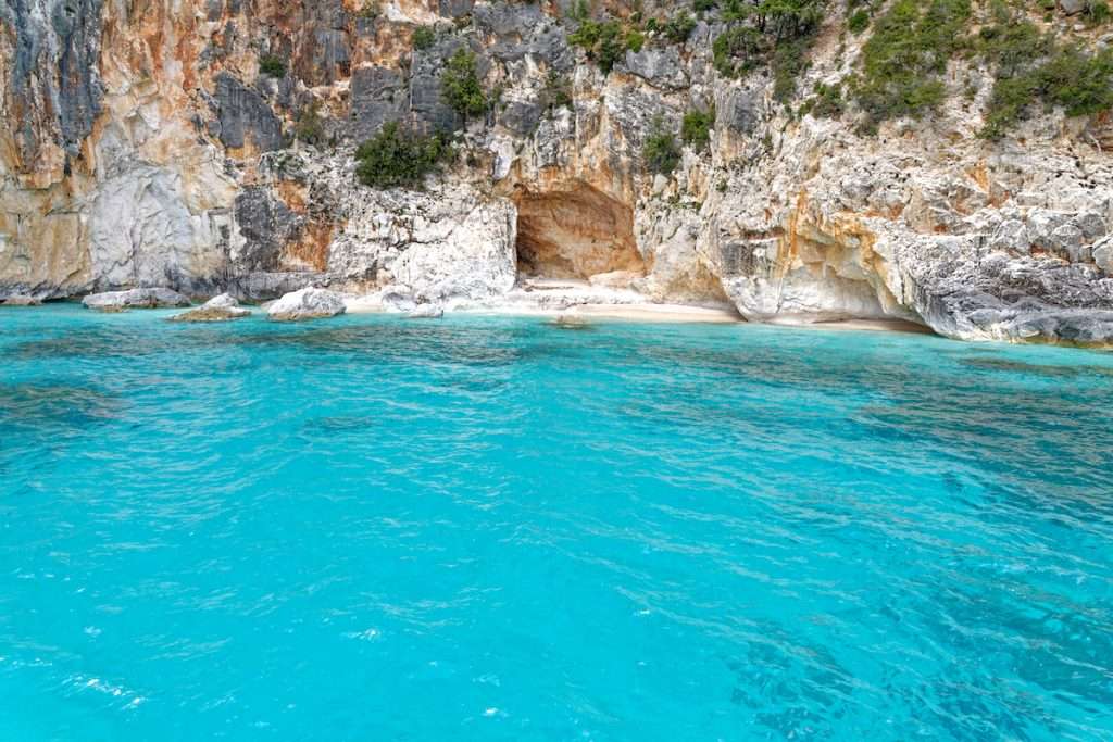 A view of the mesmerizing waters of Piscine di Venere (Pools of Venus) in east Sardinia, Italy.